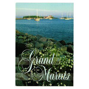 Grand Marais Minnesota Scenic Vintage Postcard Lake Superior Harbor Views Boats